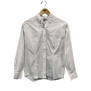She Knows Shirt Size Medium Button Front Long Sleeve White Career Business NEW